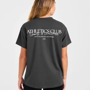 Athletics Club Oversized T Shirt - Charcoal