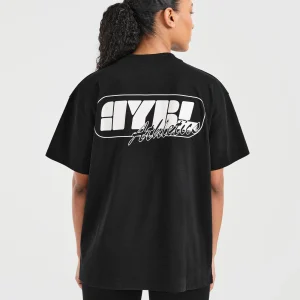 Athletics Retro Oversized T Shirt - Black