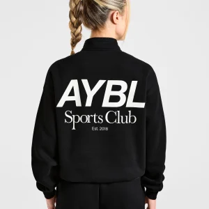 Sports Club Oversized 1/4 Zip Pullover - Black/White
