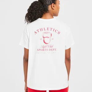 Athletics Sport Dept Oversized T Shirt - White/Red