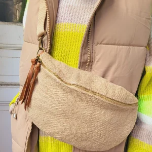 Sac banane jute Beige / Noir / Marine