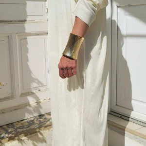 Gilet long fine maille écru