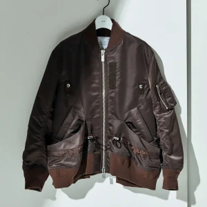 "Blouson en twill Nylon marron " SACAI