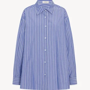 "Luka Chemise en Coton Violet Bleu / Blanc" THE ROW