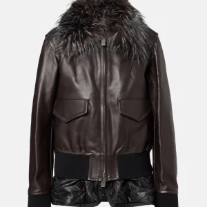 "Blouson en cuir marron " SACAI