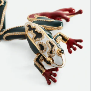 "Broche Rana grand format White/dark green" BOTTEGA VENETA