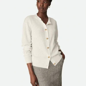 "Cardigan en laine côtelée Chalk" BOTTEGA VENETA