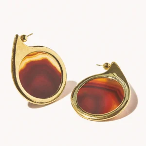 "Boucles d'oreilles Dusk en Laiton plaqué or 18 carats, agate" PANCONESI