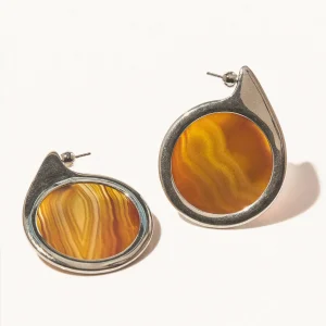 "Boucles d'oreilles Dusk en Rhodium Plated Brass, Agate" PANCONESI