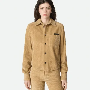 "Chemise en velours côtelé de coton Pale oak / Camel" BOTTEGA VENETA