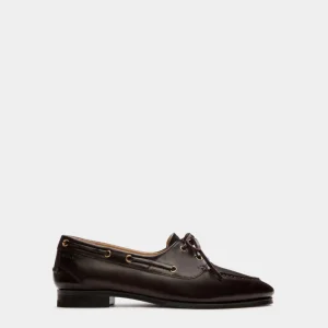"Mocassin Plume En Cuir Marron Foncé" BALLY