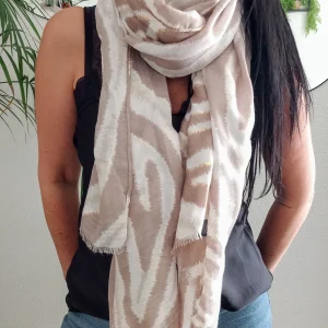 Foulard imprimé zèbre beige