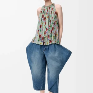 "Halter top in viscose Green/Red" LOEWE