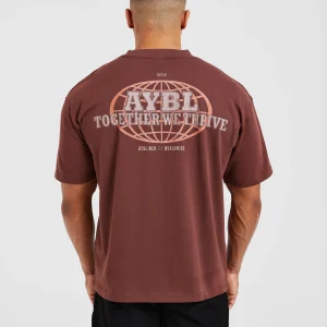 Global Oversized T Shirt - Burnt Red