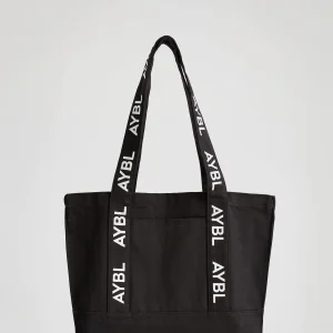 Branded Strap Tote Bag - Black